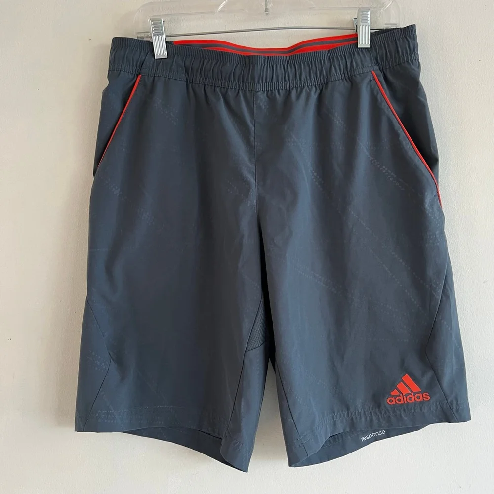 Adidas Gray Red Climalite Athletic Shorts M